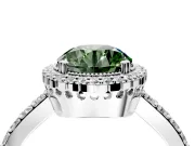 Halo Engagement Ring Setting for Fancy Green Round Cut Center with Inner Milgrain Border and Prong Head in White Gold