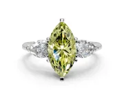 3 Stone Engagement Ring Setting for Fancy Yellow Marquise Center with Large Pear-Shaped Accents and Prong Head in Sterling Silver