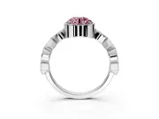 Milgrain Bezel Engagement Ring Setting for Fancy Pink Round Cut Center with Marquise Stations and Bezel Head in Platinum