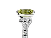 Solitaire Engagement Ring Setting for Fancy Yellow Emerald Cut Center with Crossover Accents and Prong Head in Sterling Silver
