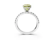 Open Basket Engagement Ring Setting for Fancy Yellow Princess Cut Center with Pave Band and Prong Head in Sterling Silver