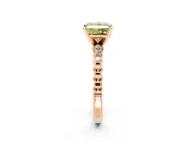 Solitaire Engagement Ring Setting for Fancy Yellow Princess Cut Center with Bezel-Dot Beaded Band and Prong Head in Rose Gold