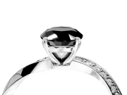 Side Accent Engagement Ring Setting for Fancy Black Oval Center with Accent Shoulders and Prong Head in Sterling Silver