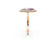 Halo Engagement Ring Setting for Fancy Pink Marquise Center with Plain Tapered Band and Prong Head in Rose Gold