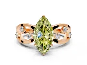 Solitaire Engagement Ring Setting for Fancy Yellow Marquise Center with Criss-Cross Accent Band and Prong Head in Rose Gold