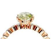 Solitaire Engagement Ring Setting for Fancy Yellow Marquise Center with Bezel-Dot Beaded Band and Prong Head in Rose Gold