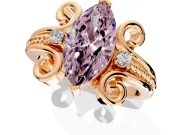 Solitaire Engagement Ring Setting for Fancy Pink Marquise Center with Twisted Band and Scroll Prong Head in Rose Gold