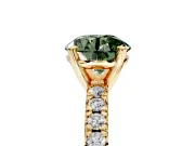 Solitaire Engagement Ring Setting for Fancy Green Round Cut Center with Large Accents and Prong Head in Yellow Gold