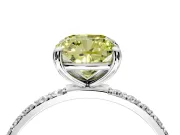 Solitaire Engagement Ring Setting for Fancy Yellow Cushion Cut Center with Pave Accents and Prong Head in Platinum