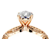 Solitaire Engagement Ring Setting for Pear-Shaped Center with Marquise Panel Band and Prong Head in Rose Gold