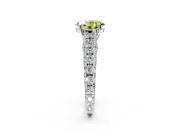 Solitaire Engagement Ring Setting for Fancy Yellow Oval Center with Pave Cathedral Shoulders and Prong Head in Sterling Silver