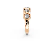 Round Cut Lab-Grown Diamond Channel-Set Wedding Band with X-Prong Detail in Rose Gold