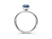 Low-Set Solitaire Engagement Ring Setting for Fancy Blue Radiant Cut Center with Thin Plain Band and Prong Head in White Gold