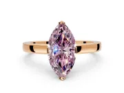 Solitaire Engagement Ring Setting for Fancy Pink Marquise Center with Plain Band and Flat Tab Prong Head in Rose Gold