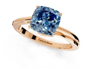Solitaire Engagement Ring Setting for Fancy Blue Cushion Cut Center with Plain Bypass Twist Band and Prong Head in Rose Gold