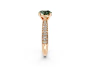 Solitaire Engagement Ring Setting for Fancy Green Round Cut Center with Multi-Row Accents and Prong Head in Rose Gold