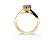 Solitaire Engagement Ring Setting for Fancy Blue Heart-Shaped Center with Princess Cut Channel Band and Prong Head in Yellow Gold