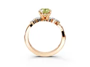 Solitaire Engagement Ring Setting for Fancy Yellow Oval Center with Marquise Accent Twist Band and Prong Head in Rose Gold