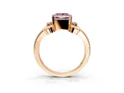 Solitaire Engagement Ring Setting for Fancy Pink Princess Cut Center with Twisted Band and Scroll Prong Head in Rose Gold