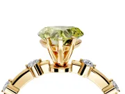 Solitaire Engagement Ring Setting for Fancy Yellow Heart-Shaped Center with Bezel Station Band and Prong Head in Yellow Gold