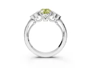 Cluster Engagement Ring Setting for Fancy Yellow Oval Center with Bezel Accent Clusters and Prong Head in Platinum