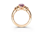 Cluster Engagement Ring Setting for Fancy Pink Radiant Cut Center with Bezel Accent Clusters and Prong Head in Rose Gold