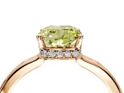 Hidden Halo Engagement Ring Setting for Fancy Yellow Cushion Cut Center with Wide Flat Plain Band and Prong Head in Rose Gold