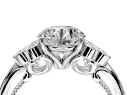 Cluster Engagement Ring Setting for Round Cut Center with Bezel Accent Clusters and Prong Head in Platinum