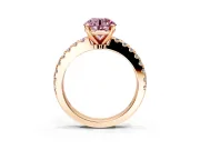 Solitaire Engagement Ring Setting for Fancy Pink Round Cut Center with Single Row Accent Band and Prong Head in Rose Gold
