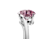 Solitaire Engagement Ring Setting for Fancy Pink Round Cut Center with Plain Bypass Twist Band and Prong Head in Sterling Silver