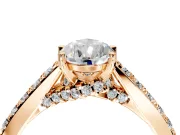 Solitaire Engagement Ring Setting for Pear-Shaped Center with Crossover Accents and Prong Head in Rose Gold