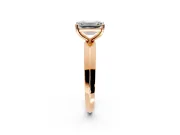 Solitaire Engagement Ring Setting for Emerald Cut Center with Wide Knife Ridge Band and Prong Head in Rose Gold