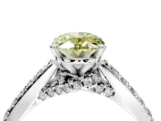 Solitaire Engagement Ring Setting for Fancy Yellow Oval Center with Crossover Accents and Prong Head in Platinum