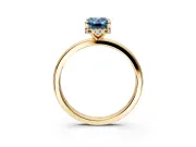 Hidden Halo Engagement Ring Setting for Fancy Blue Emerald Cut Center with Plain Band and Tall Prong Head in Yellow Gold