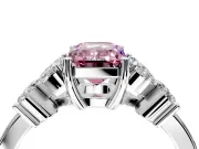 Floral Engagement Ring Setting for Fancy Pink Emerald Cut Center with Marquise Cluster Shoulders and Prong Head in Platinum