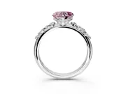 Cluster Engagement Ring Setting for Fancy Pink Heart-Shaped Center with Round Cut Accent Band and Prong Head in Platinum