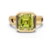 Solitaire Engagement Ring Setting for Fancy Yellow Asscher Cut Center with Wide Band and Bezel Head in Yellow Gold