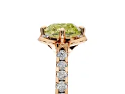 Floral Engagement Ring Setting for Fancy Yellow Cushion Cut Center with Pave Band and Floral Prong Head in Rose Gold