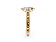 Solitaire Engagement Ring Setting for Marquise Center with Milgrain X Pattern Band and Prong Head in Yellow Gold
