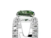 Solitaire Engagement Ring Setting for Fancy Green Radiant Cut Center with Wide-Open Split Shank and Prong Head in Sterling Silver