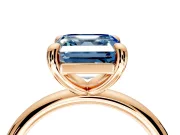 Low-Set Solitaire Engagement Ring Setting for Fancy Blue Asscher Cut Center with Thin Plain Band and Prong Head in Rose Gold