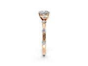 Solitaire Engagement Ring Setting for Cushion Cut Center with Bezel Station Band and Prong Head in Rose Gold