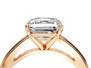 Solitaire Engagement Ring Setting for Asscher Cut Center with Flat-Sided Plain Band and Prong Head in Rose Gold