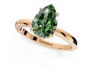 Solitaire Engagement Ring Setting for Fancy Green Pear-Shaped Center with Fine Wire Band and Prong Head in Rose Gold