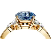 Solitaire Engagement Ring Setting for Fancy Blue Round Cut Center with Marquise Flower Shoulders and Prong Head in Yellow Gold