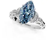Solitaire Engagement Ring Setting for Fancy Blue Marquise Center with Filigree Band and Prong Head in Platinum