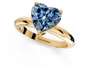 Solitaire Engagement Ring Setting for Fancy Blue Heart-Shaped Center with Wire Band and Prong Head in Yellow Gold