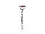 Solitaire Engagement Ring Setting for Fancy Pink Asscher Cut Center with Micro Pave Band and Prong Head in Sterling Silver