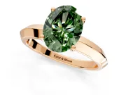 Solitaire Engagement Ring Setting for Fancy Green Oval Center with Wide Knife Ridge Band and Prong Head in Rose Gold