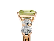 5 Stone Engagement Ring Setting for Fancy Yellow Emerald Cut Center with Graduated Accents and Prong Head in Rose Gold